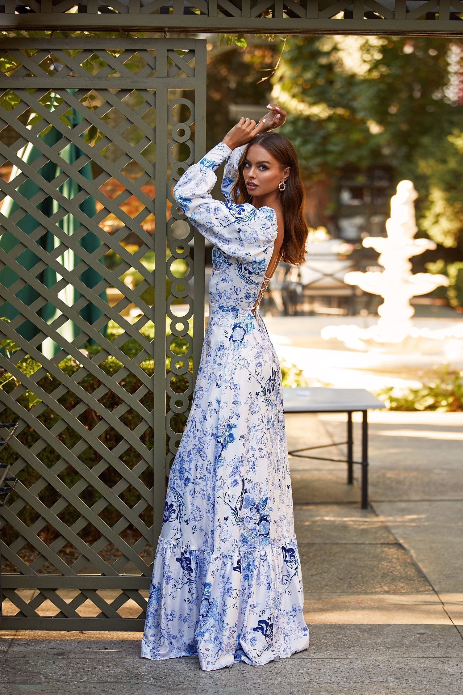 Cassie White ☀ Blue Printed Maxi Dress ...